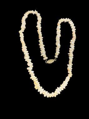 Vintage Keshi Freshwater Pearl Beaded Necklace 14k Yellow Gold Clasp 18”